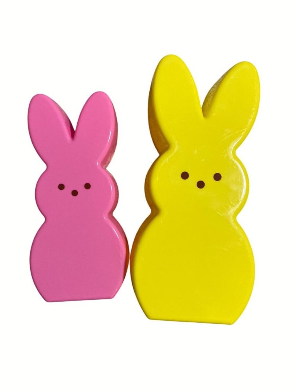 Yellow and Pink PEEP Bunny-Shaped Plastic Container With Lid